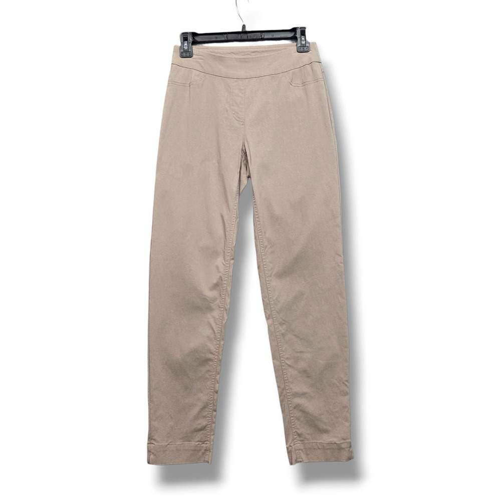 Slim Sation Slim Leg Pant Women 2 STAIN Beige Mid Rise Pull On Trouser Notch Hem